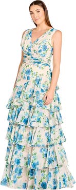LARA New York Ruffle Skirt Print Dress