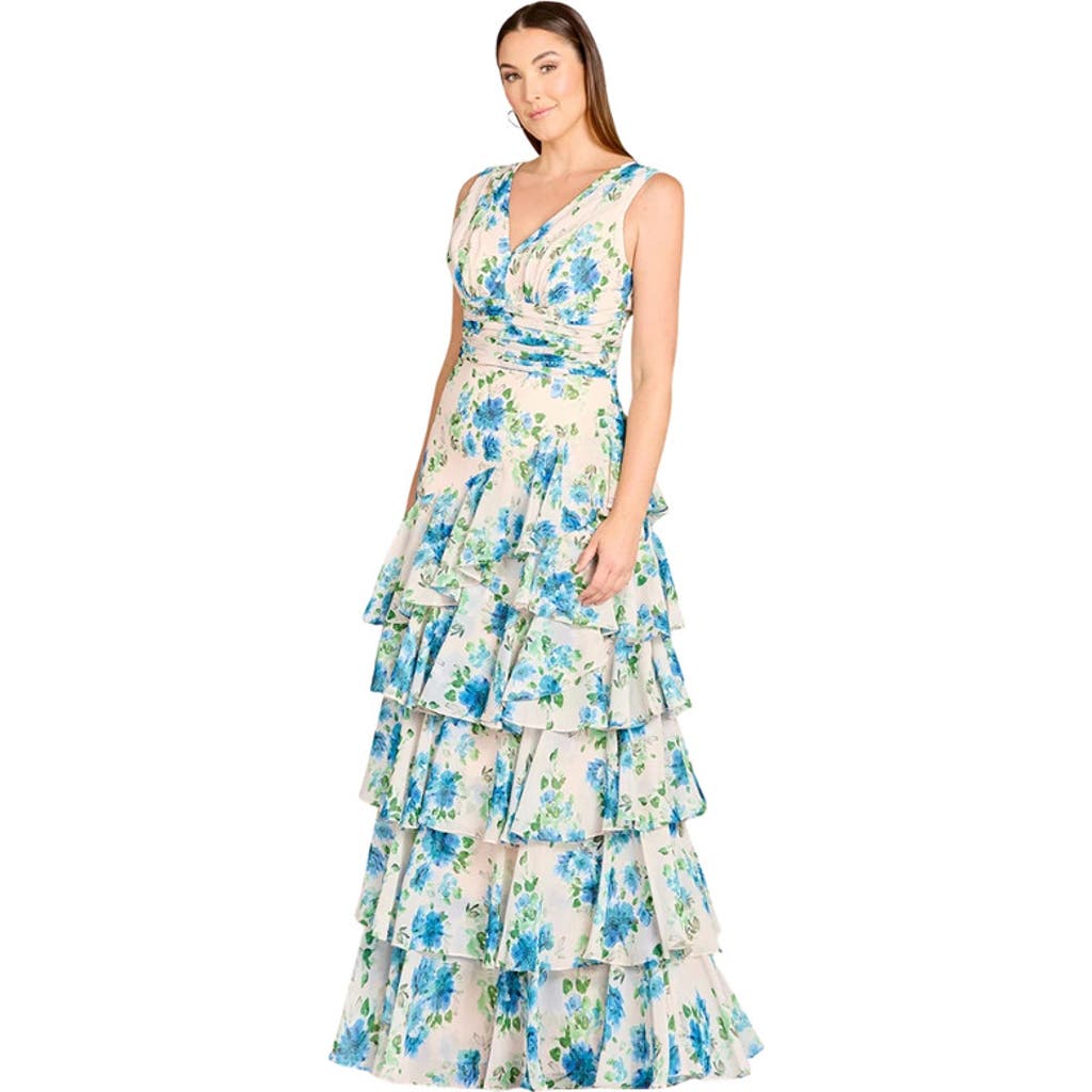 Lara New York Ruffle Skirt Print Dress In Blue