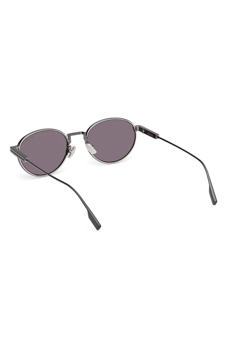 ZEGNA 52mm Oval Sunglasses, Alternate, color, Gunmetal/ Palladium Trim/ Grey