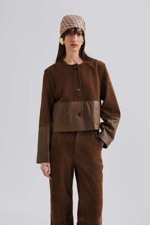 Marcie Suede Leather Cropped Jacket