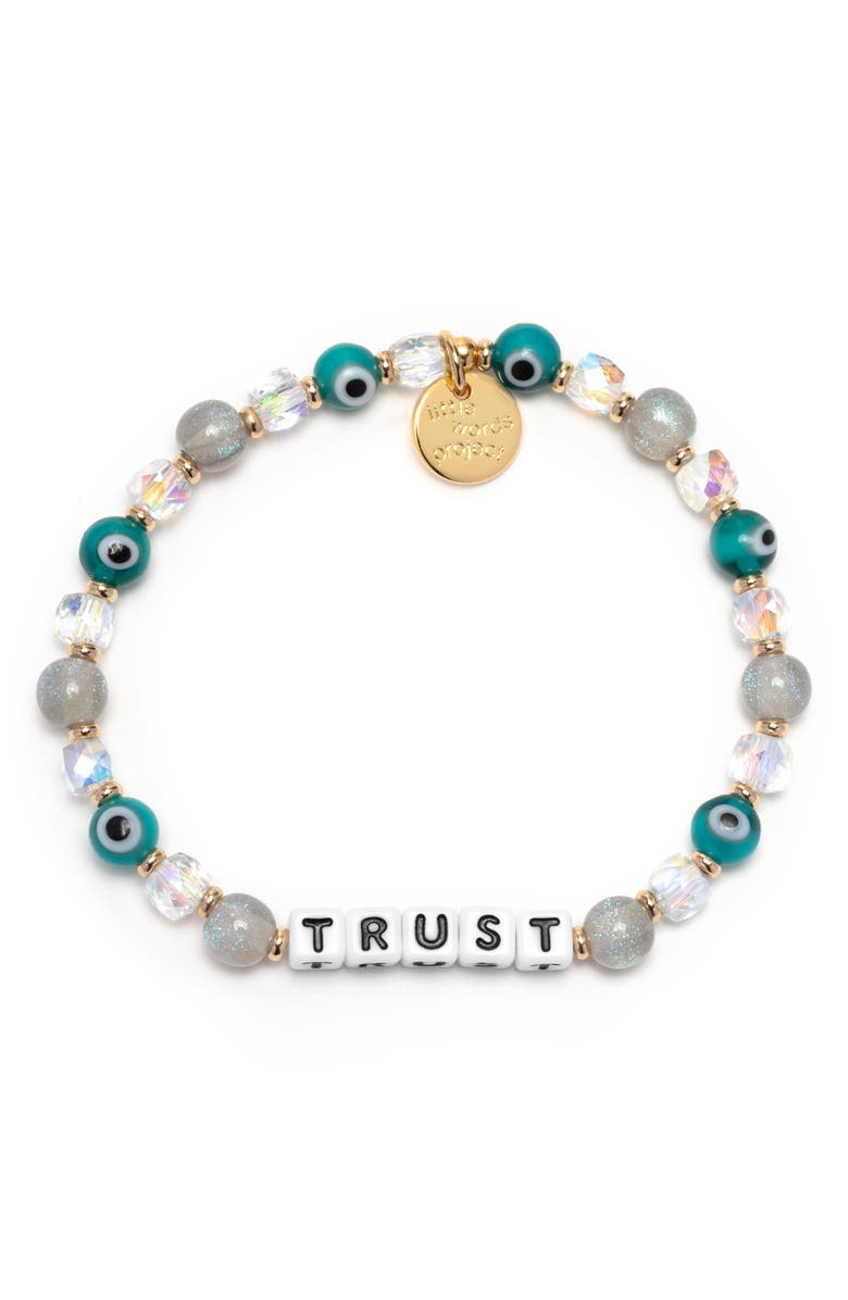 Little Words Project Trust Stretch Beaded Bracelet, Main, color, Blue/Green