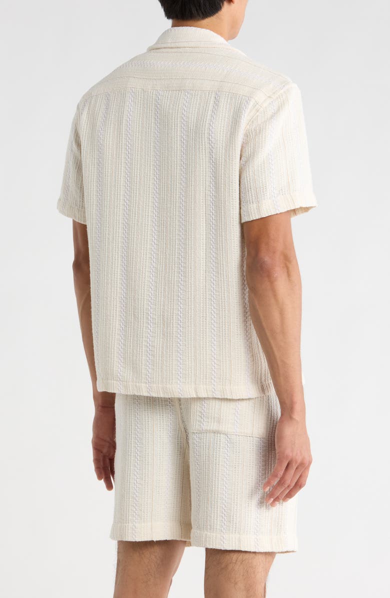 DENIM AND FLOWER Textured Short Sleeve Button-Up Shirt, Alternate, color, Cream