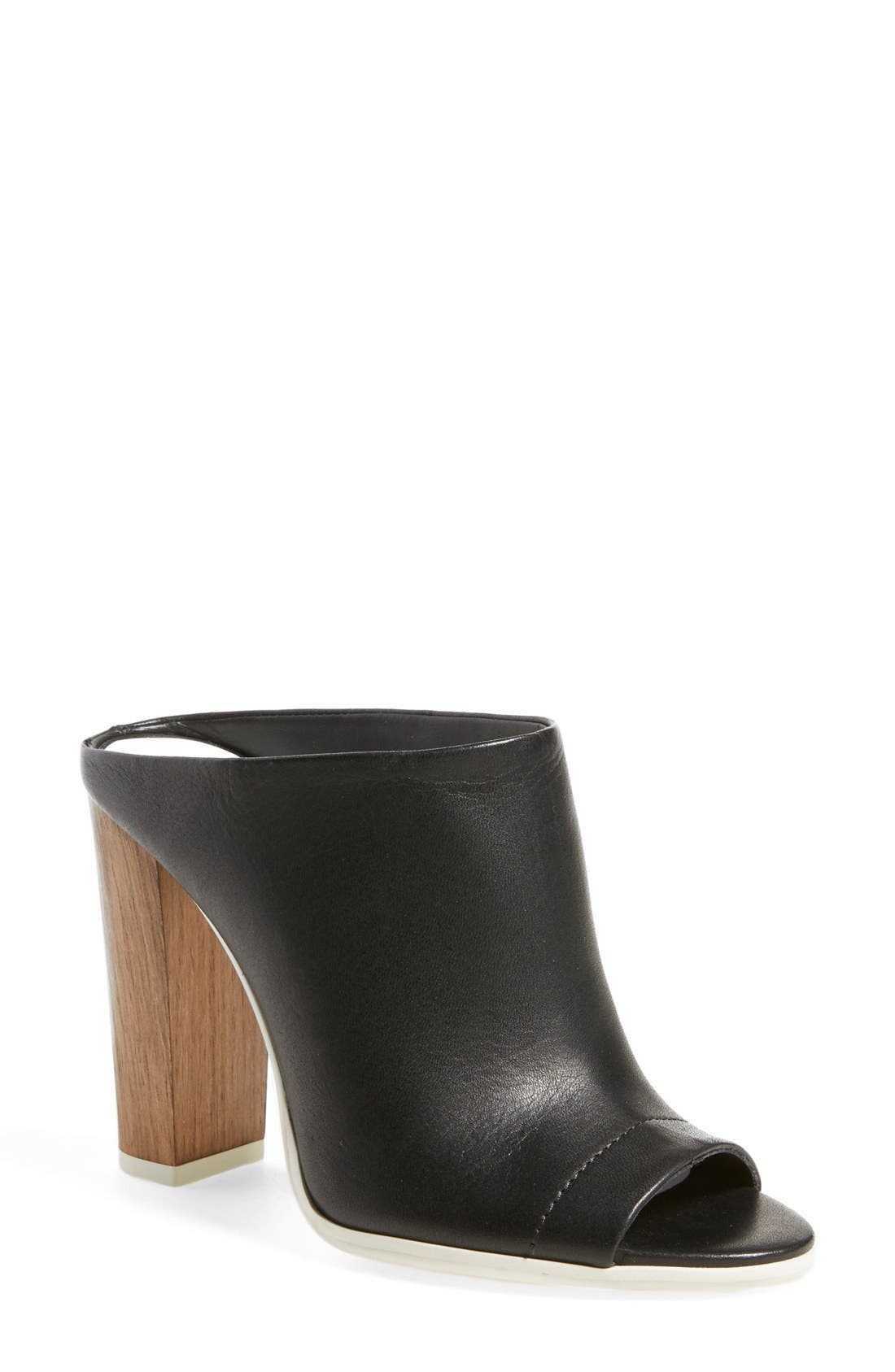 'Allison' Leather Mule Bootie, Main, color, BLACK