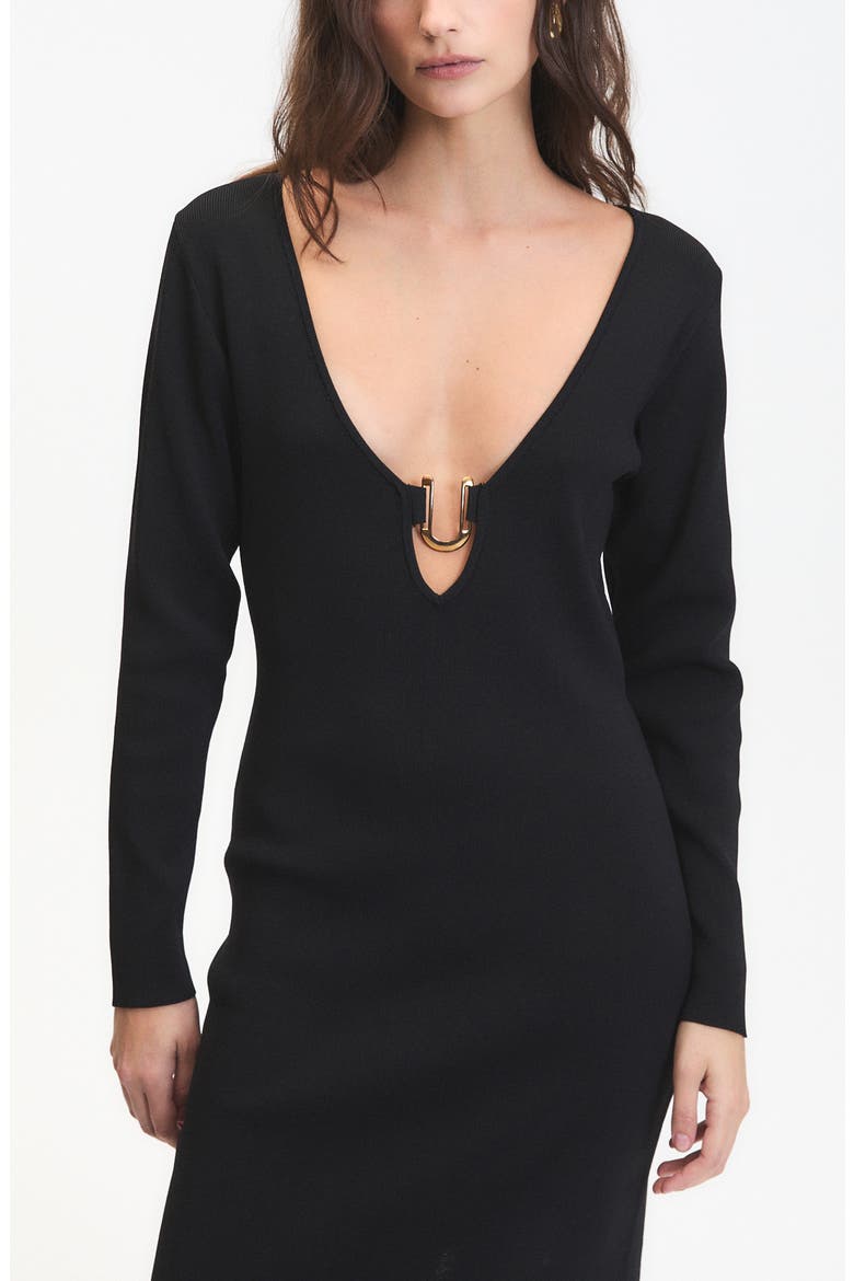 Maurice Long Sleeve Knit Midi Dress, Alternate, color, BLACK