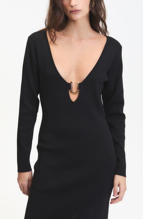 Deluc Maurice Long Sleeve Knit Midi Dress In Black