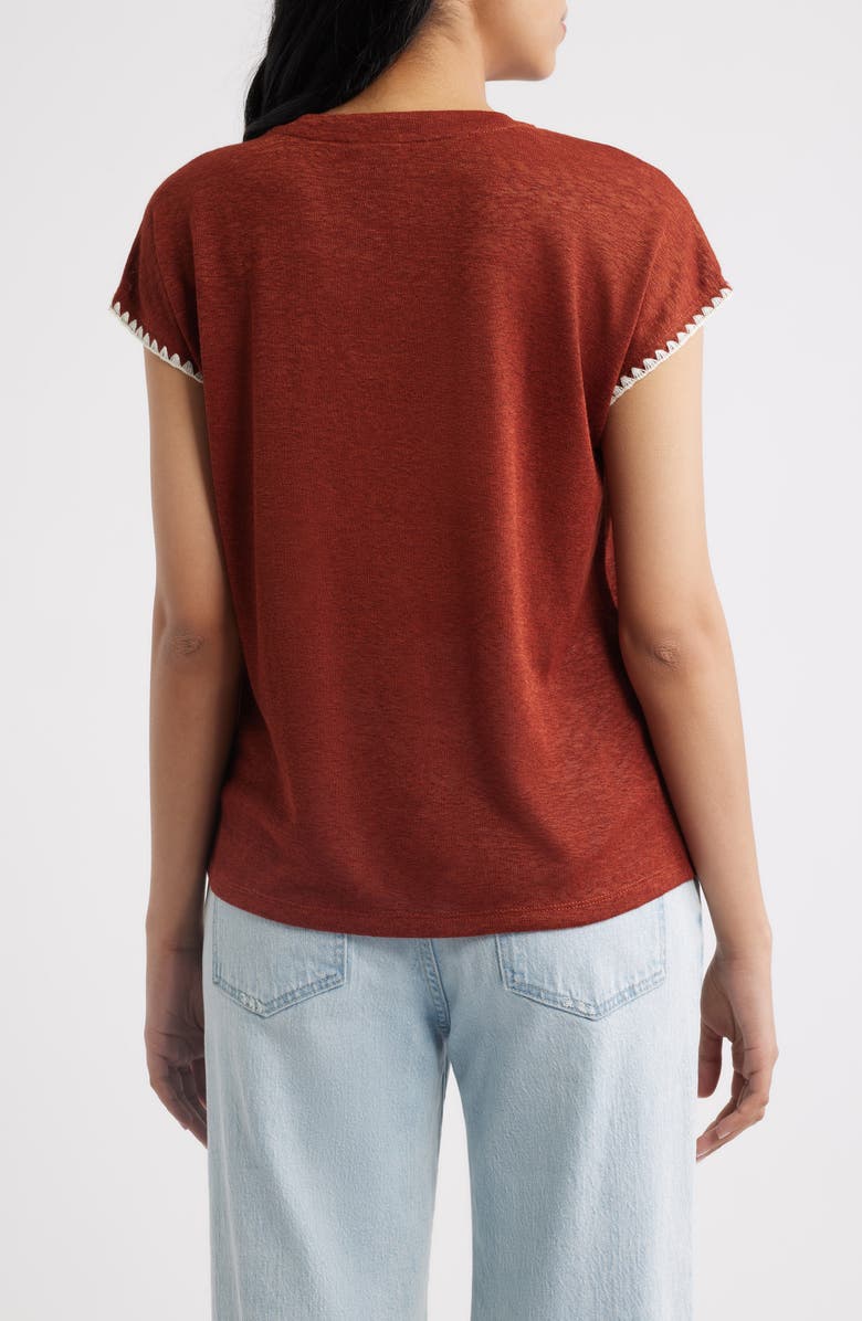 Bobeau Whipstitch Pocket T-Shirt, Alternate, color, Brandy Brown/ Natural