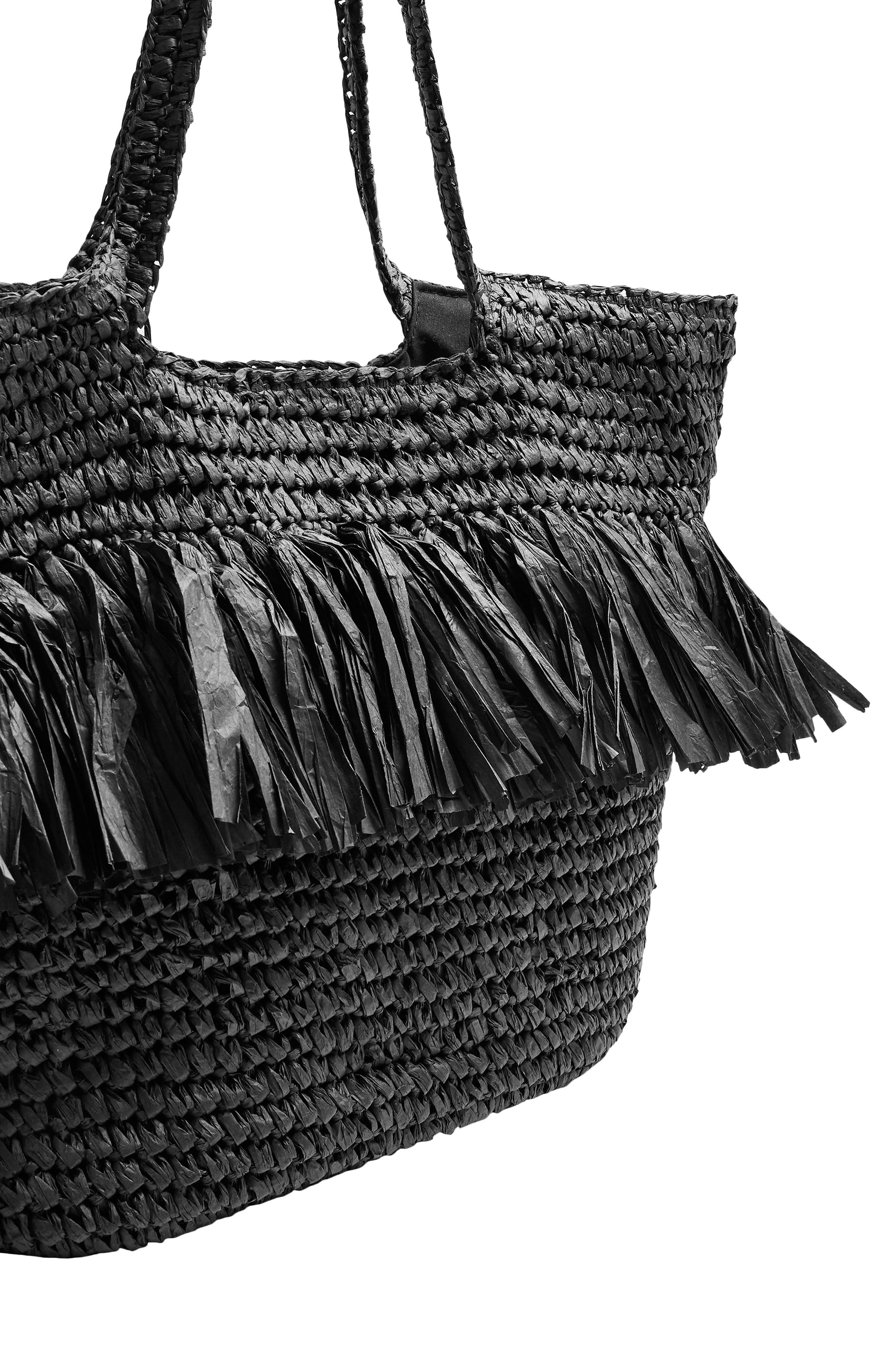 Topshop Fenn Fringe Straw Tote, Alternate, color, 