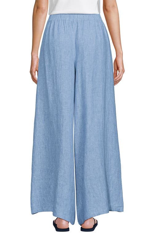 Lands' End Linen High Rise Palazzo Pants In Soft Blue Linen