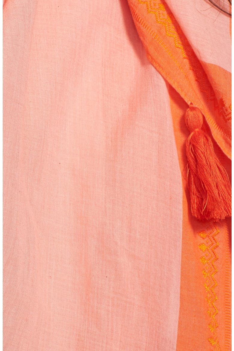 Colorblock Tassel Trim Scarf, Alternate, color, FLAMINGO