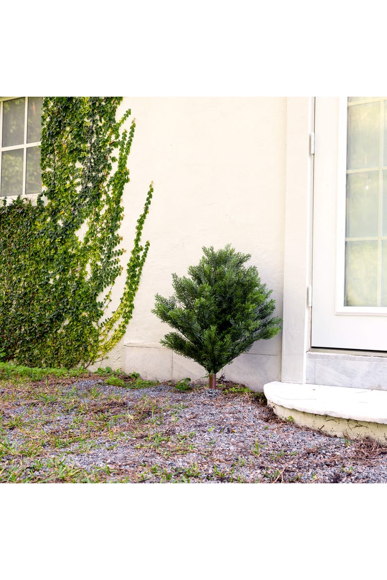 3-ft UV Resistant Artificial Cedar Bush with Integrated Ground Stake, Alternate, color, Green