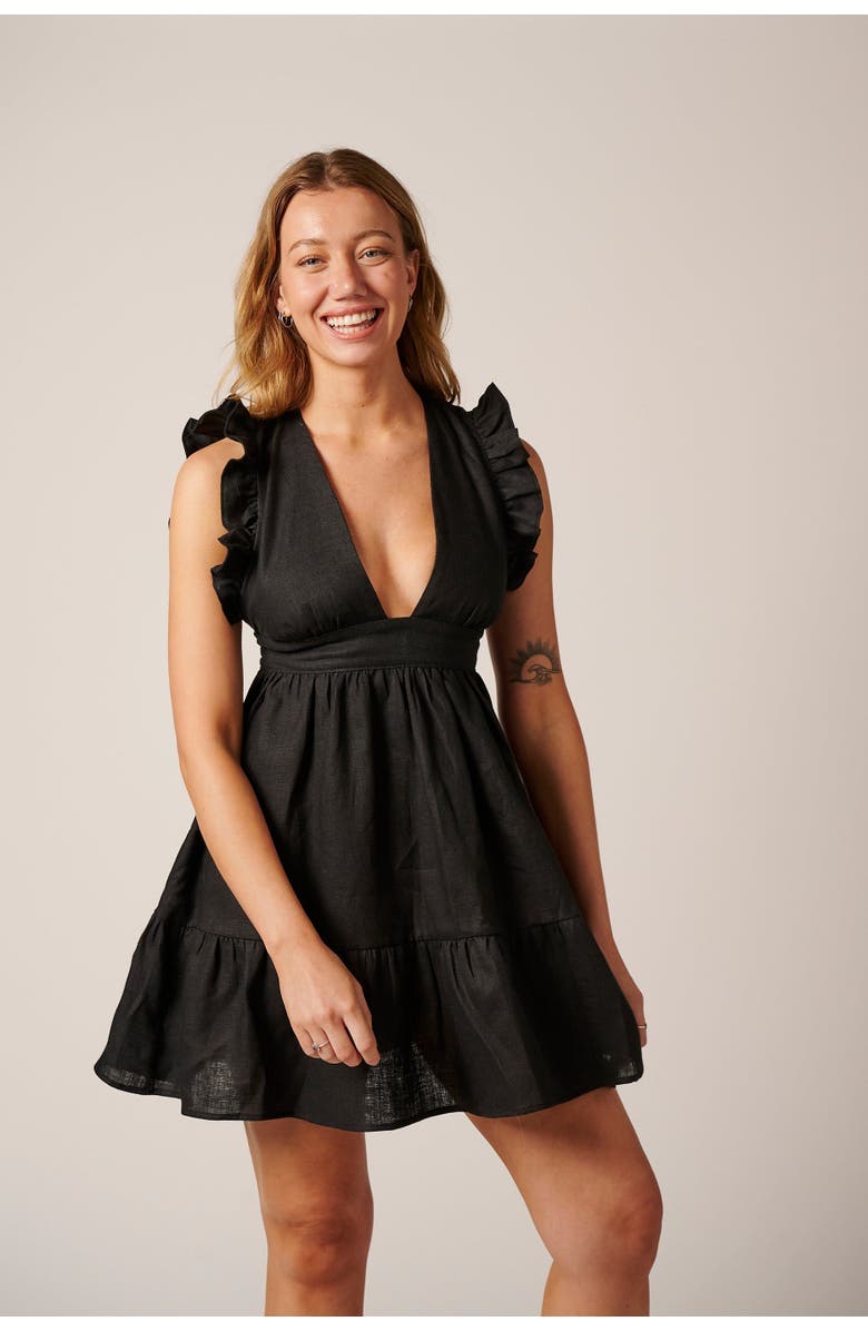 LEISURE LAB Chloe Mini Linen Dress, Main, color,