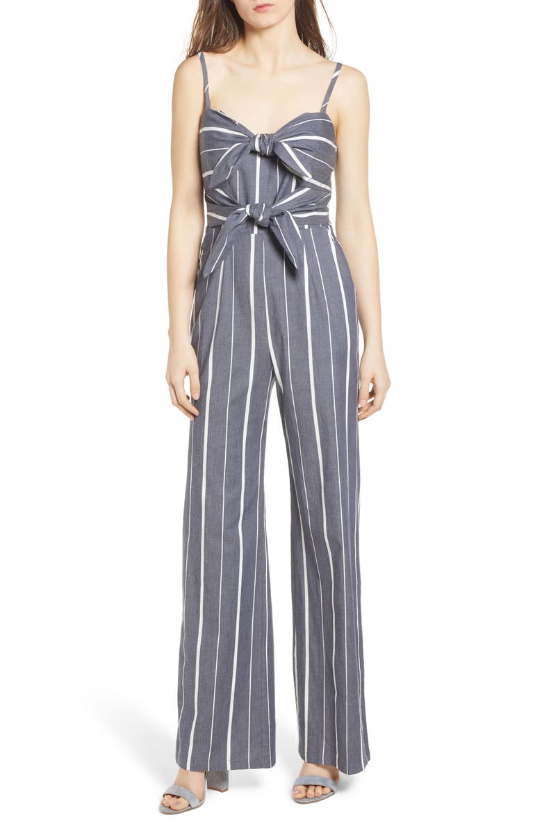 Socialite Double Tie Front Jumpsuit, Main, color,