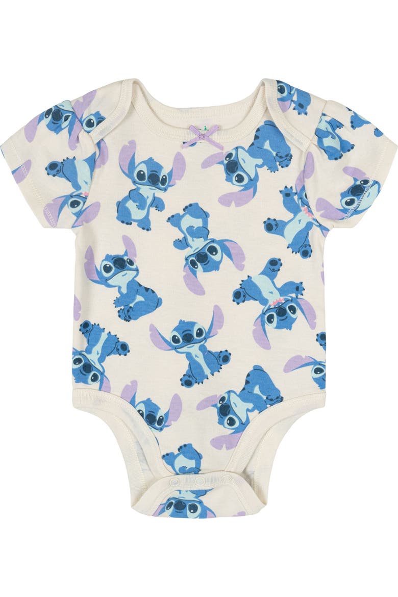 Lilo & Stitch Girls' 5-Pack Short Sleeve Bodysuits, Alternate, color, Stitch Angel Aqua Pink