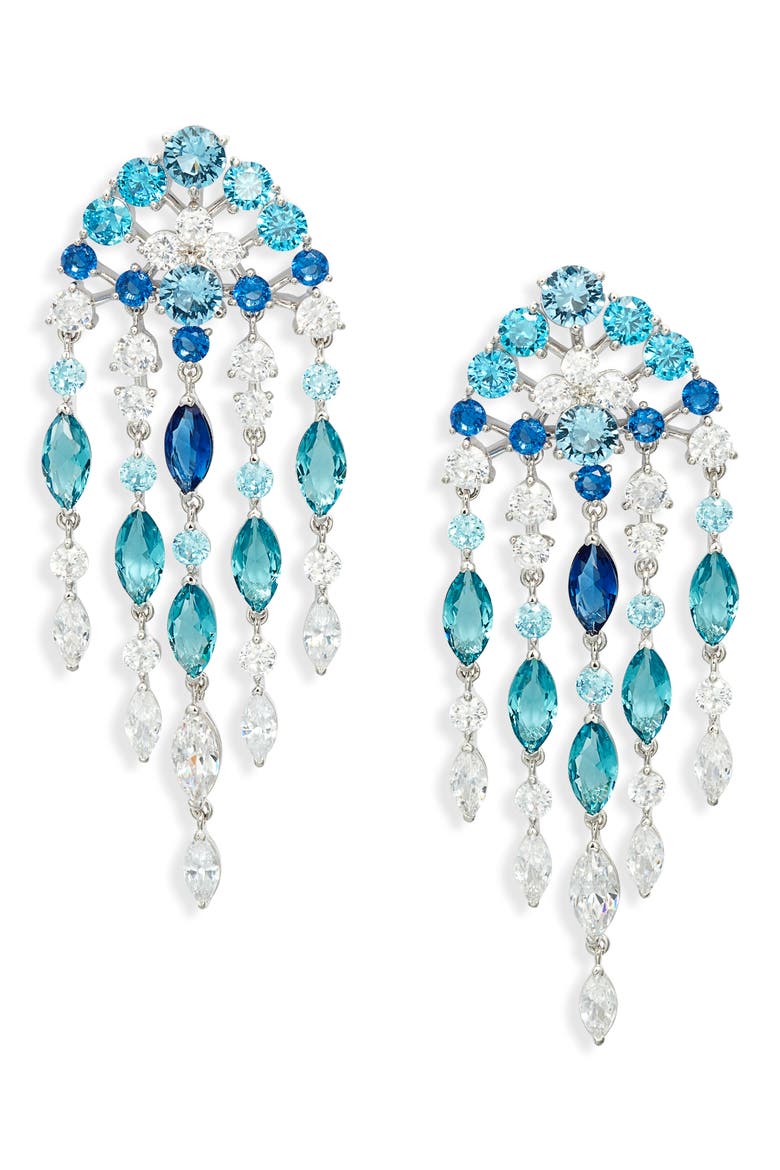 Chandelier Drop Earrings, Main, color, RHODIUM/ CUBIC ZIRCONIA