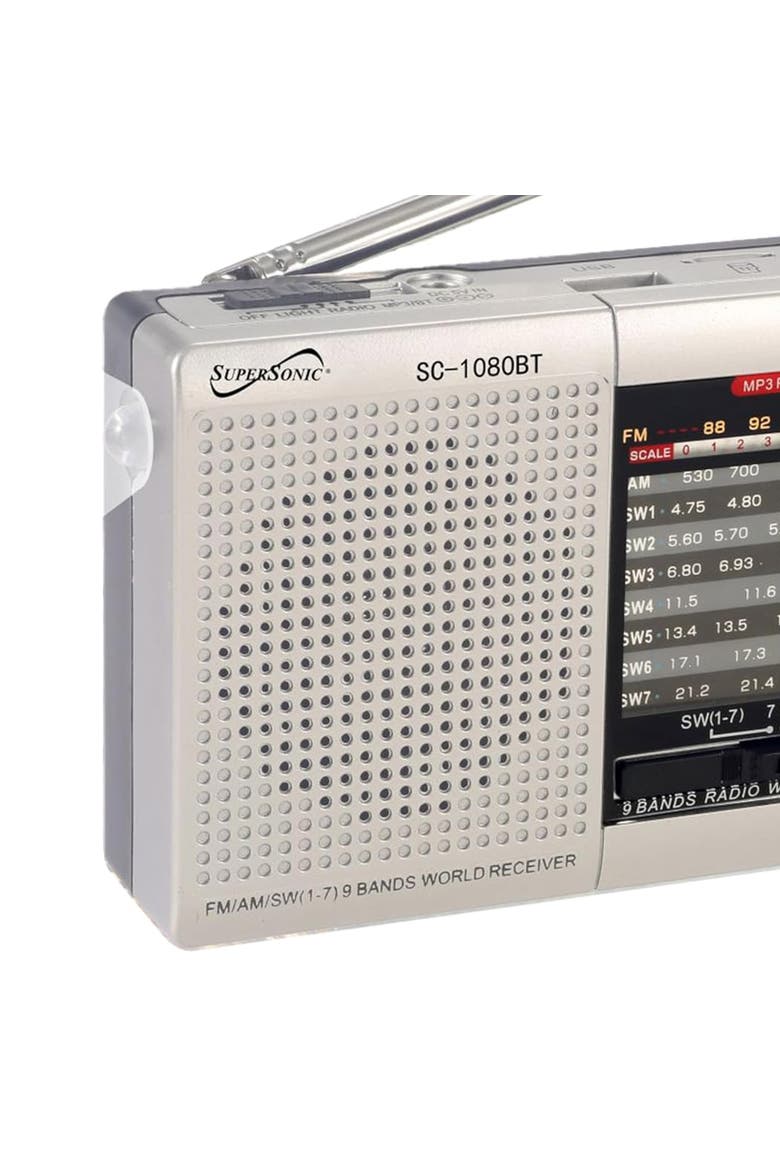 9 Band Radio with Bluetooth, Alternate, color, Silver