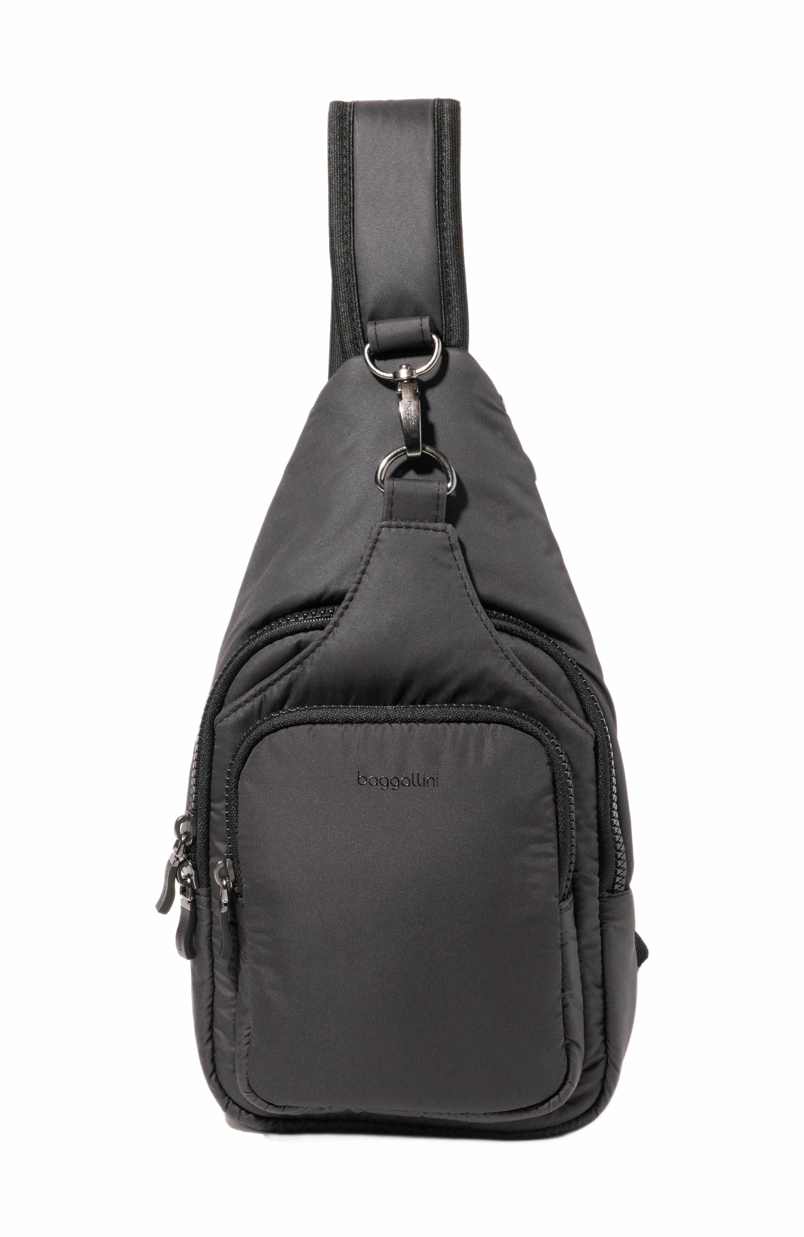 BAGGALLINI Central Park Sling Bag, Main, color, Black Puff