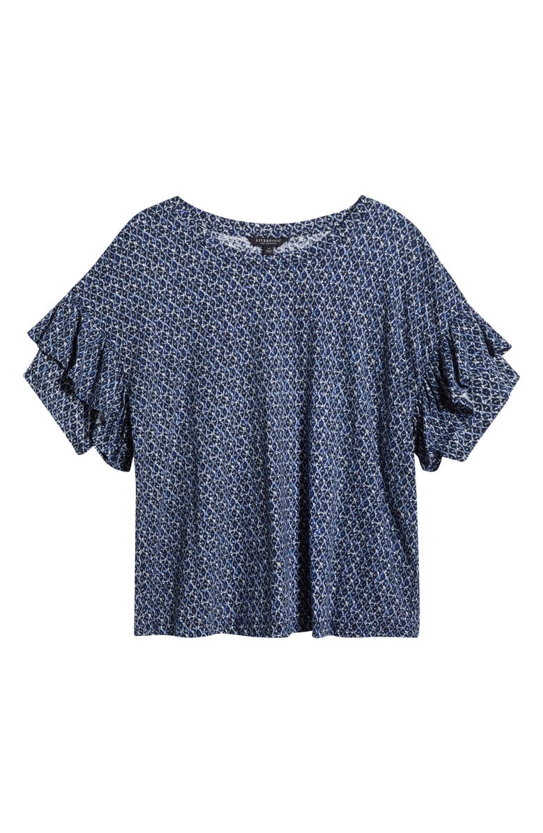 Liverpool Los Angeles Batik Tiered Ruffle Sleeve Jersey Top, Alternate, color, 