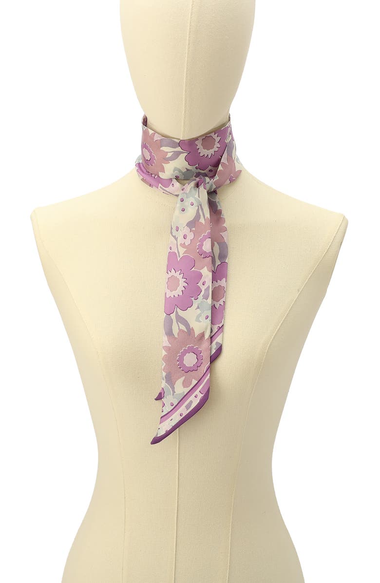 COACH Laurel Floral Skinny Silk Scarf, Alternate, color, 