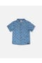selected Blue Chambray Palm Print