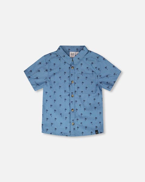 Short Sleeve Palm Chambray Shirt (Toddler, Little Kid & Big Kid)