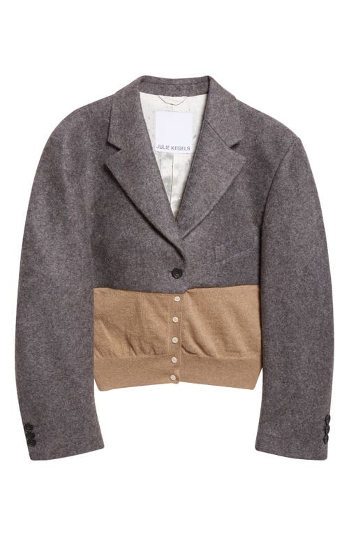 Julie Kegels Billy Mixed Media Crop Wool Blazer In Multi