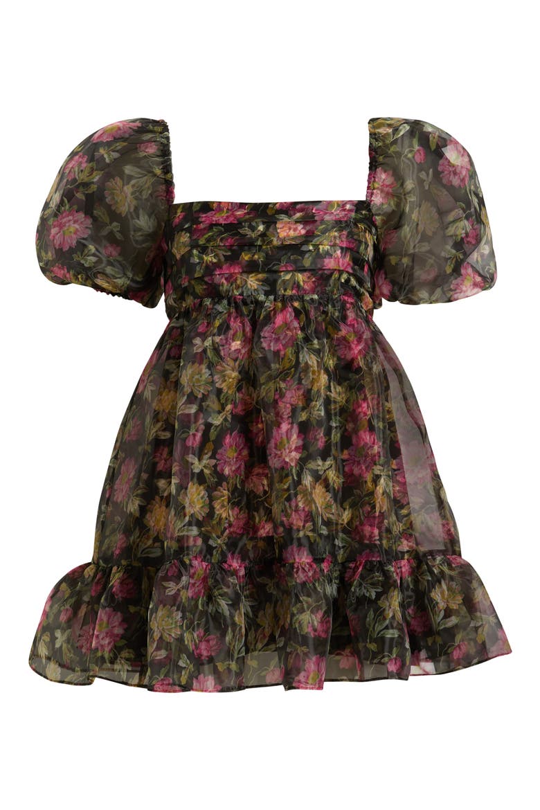 Posh Babydoll Minidress, Alternate, color, BLACK MULTI