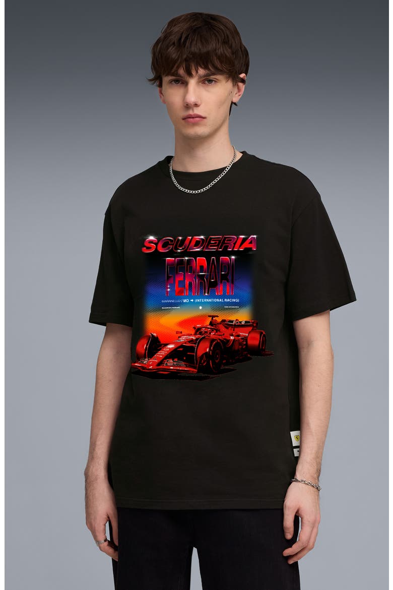 Scuderia Ferrari Tribes Cotton Graphic T-Shirt, Alternate, color, PUMA BLACK