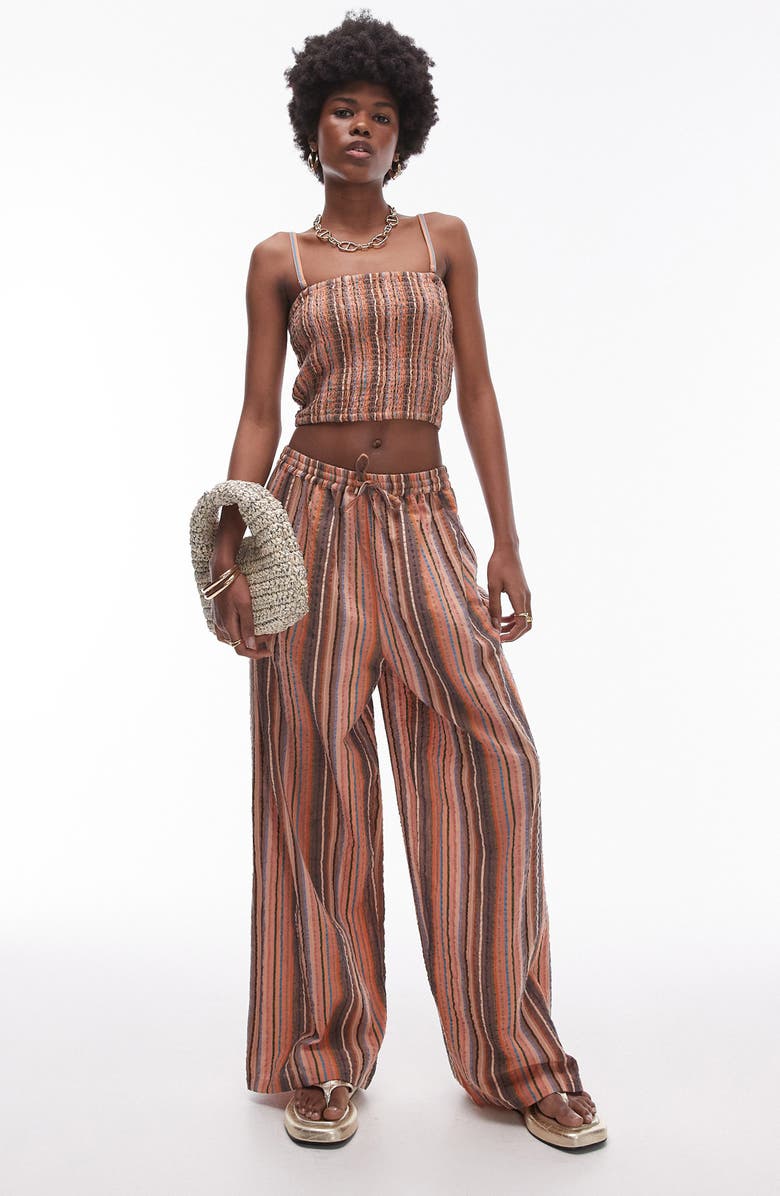 Topshop Stripe Wide Leg Cover-Up Pants, Alternate, color, 
