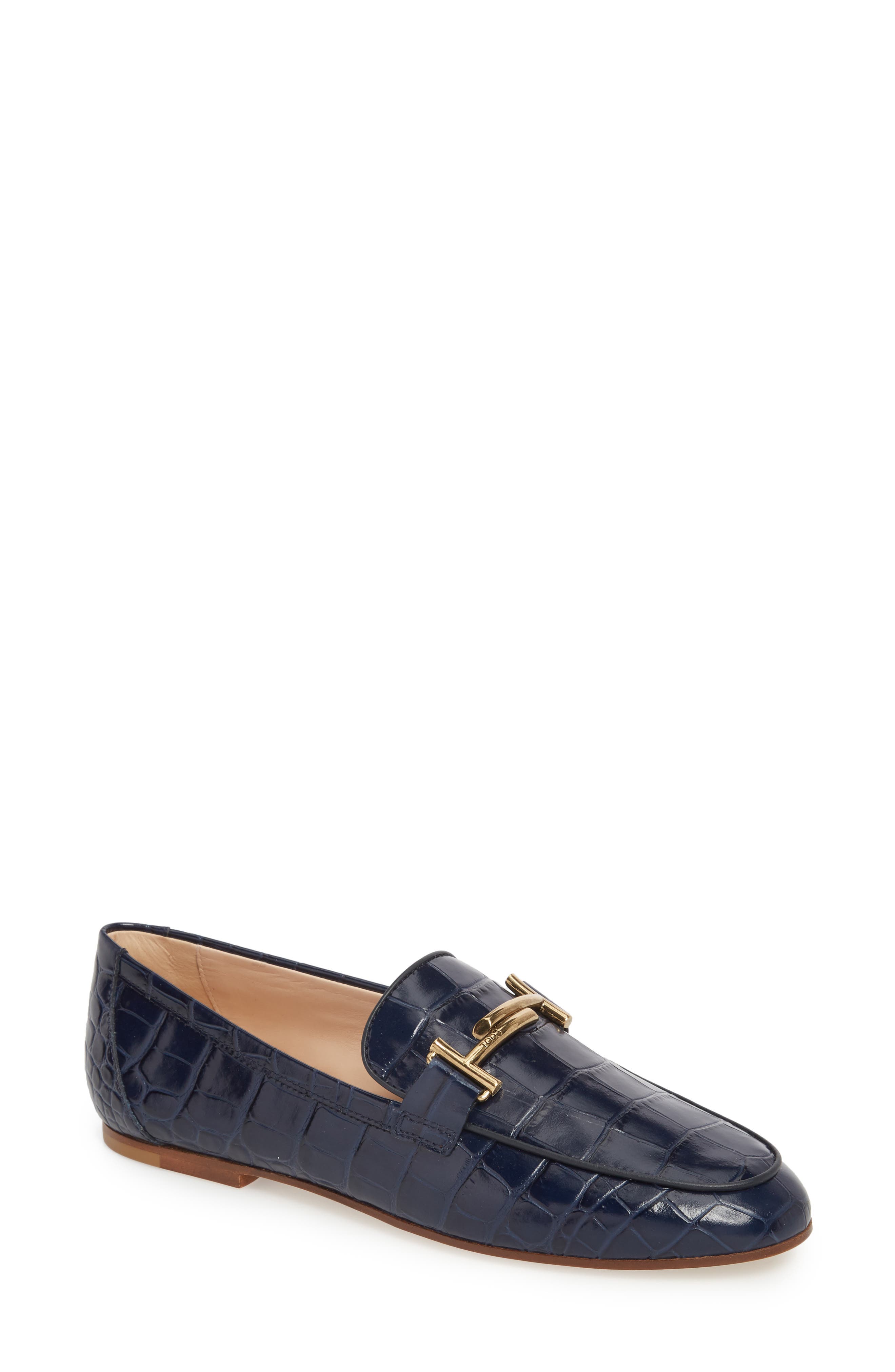 Double-T Printed Loafer, Main, color, DARK NAVY