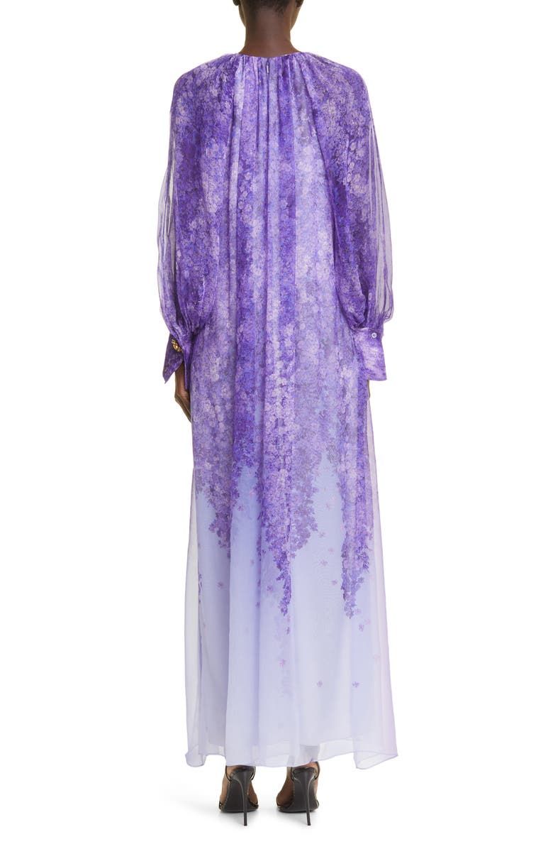 Oscar de la Renta Dégradé Lilac Silk Chiffon Caftan, Alternate, color,