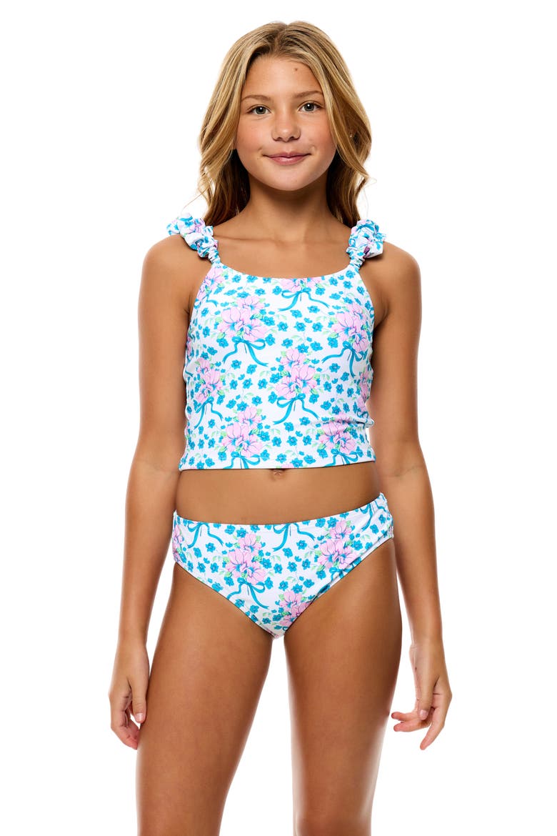 Kids' Puff Strap Two-Piece Swimsuit, Alternate, color, WHITE