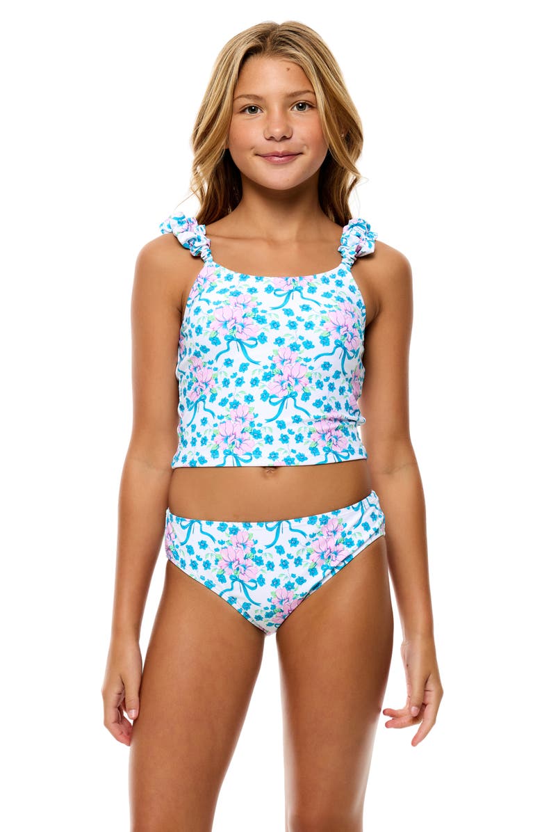 Beach Lingo Kids' Puff Strap Two-Piece Swimsuit, Alternate, color, White