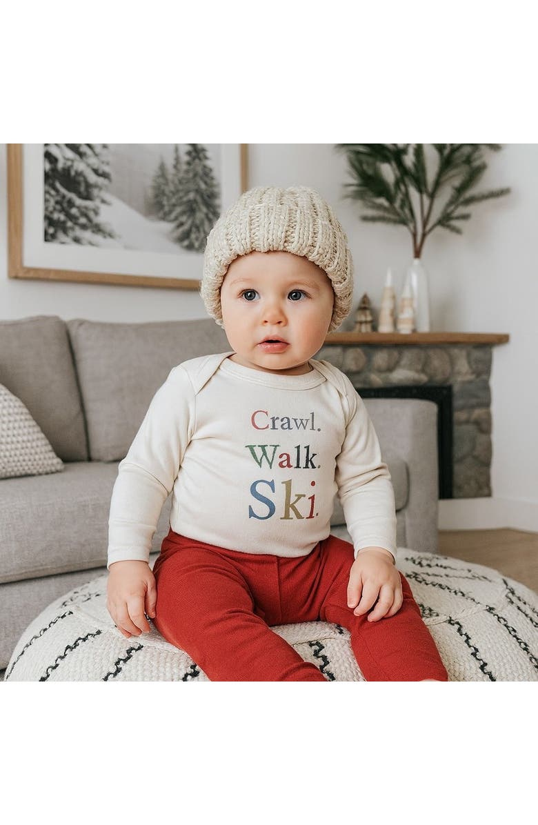 Finn + Emma Organic Baby Graphic Bodysuit | Crawl Walk Ski, Alternate, color, Off White