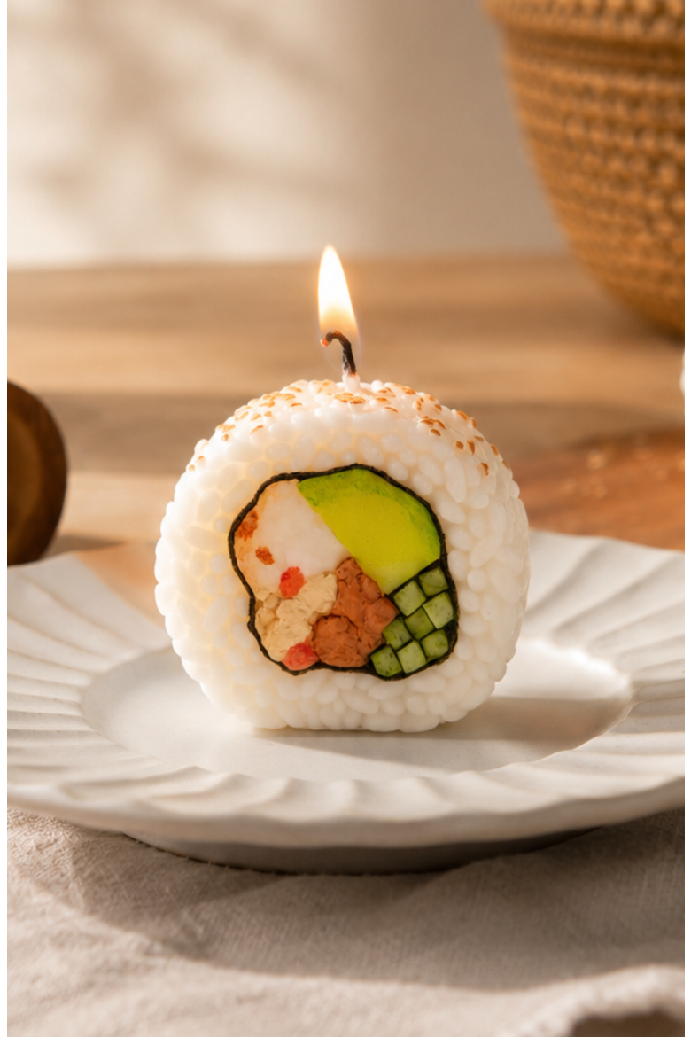 California Roll Sushi Candle, Alternate, color, White