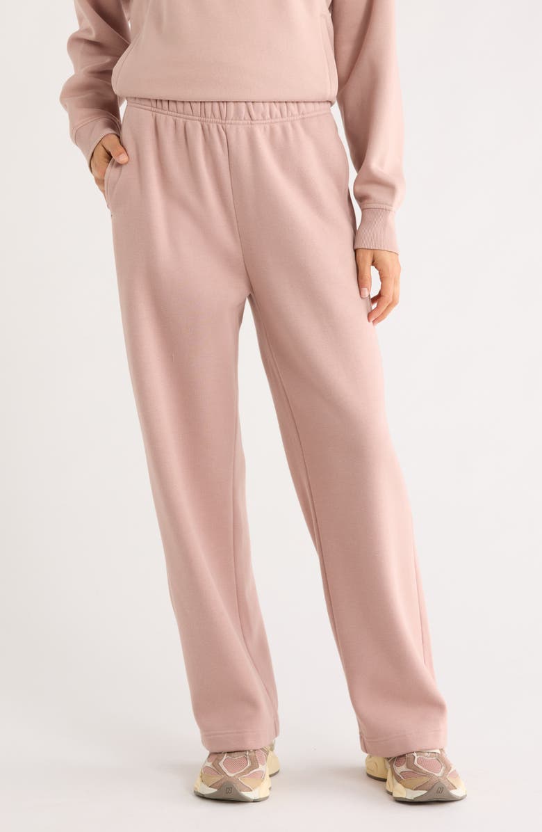 Zella Ultracozy Fleece Straight Leg Sweatpants, Main, color, Pink Fawn
