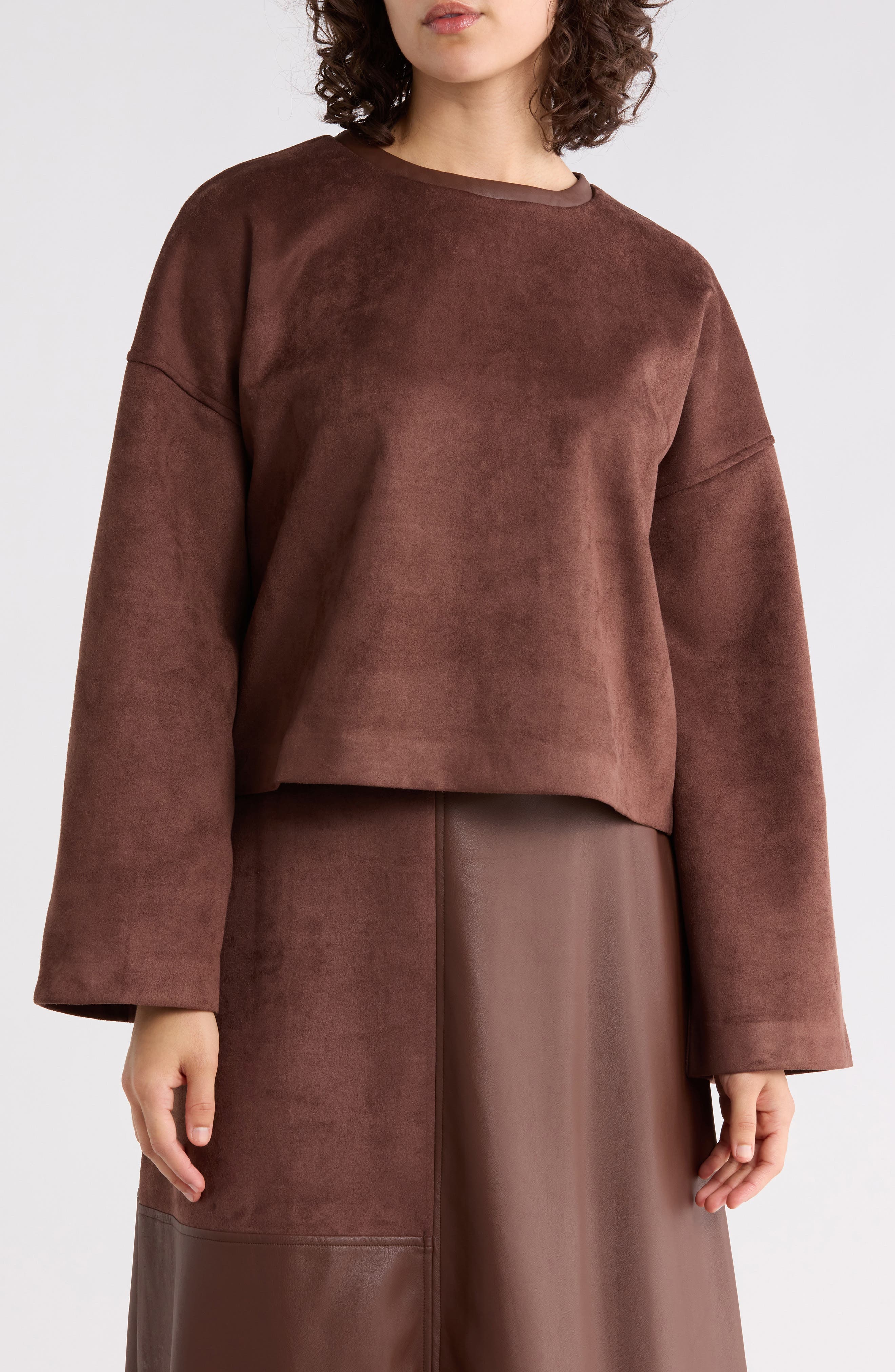 Halogen® Faux Suede Pieced Top