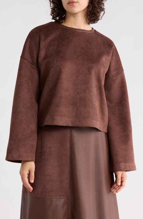 Faux Suede Pieced Top