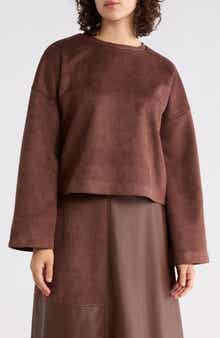 Halogen® Faux Suede Pieced Top