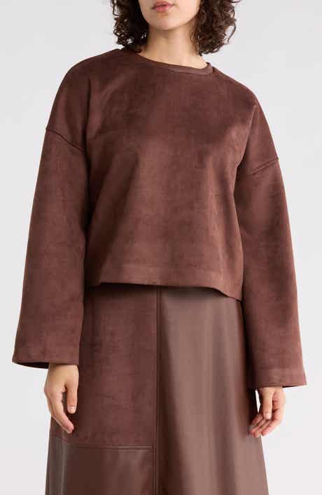 Halogen® Faux Suede Pieced Top