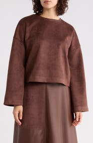 Halogen® Faux Suede Pieced Top