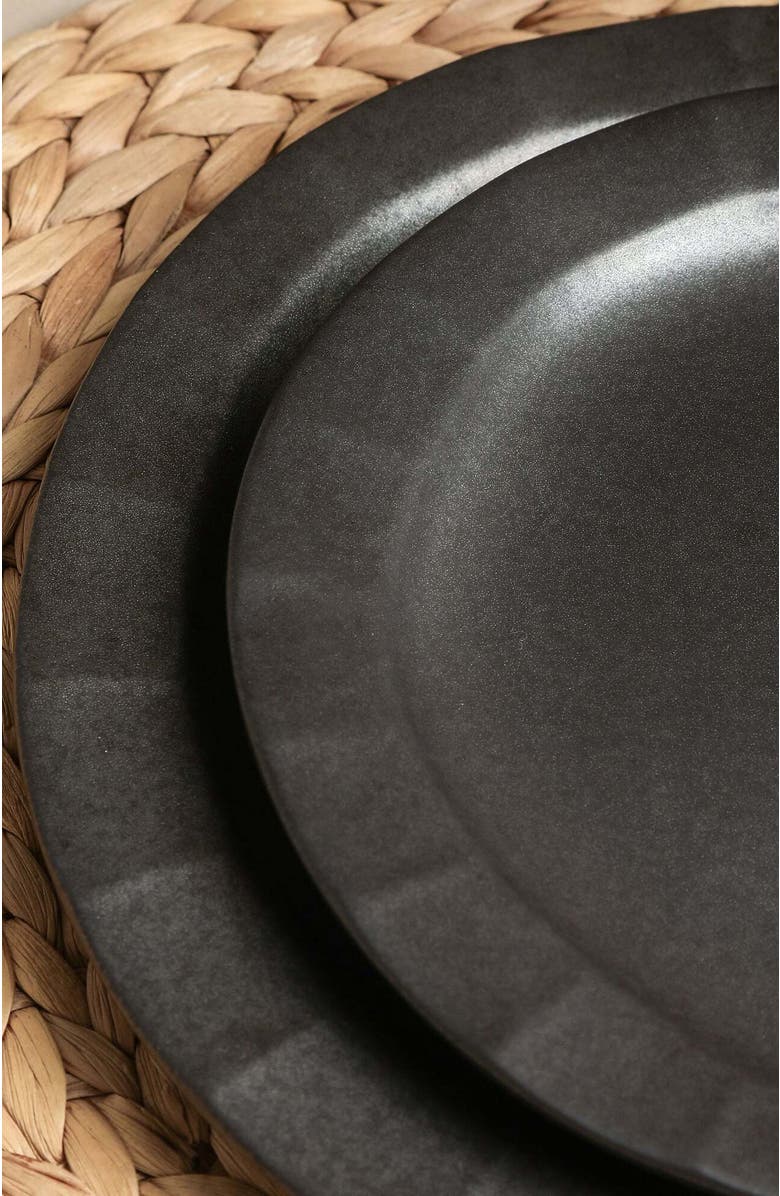 Stone Lain Oasis Stoneware 4-Piece Salad Plate Set, Alternate, color, Black