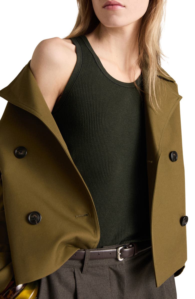 MANGO Rib Tank, Alternate, color, Khaki Green