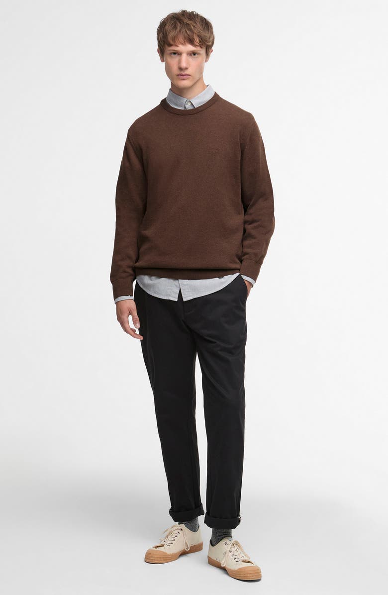 Barbour Solid Cotton Crewneck Sweater, Alternate, color, Umber