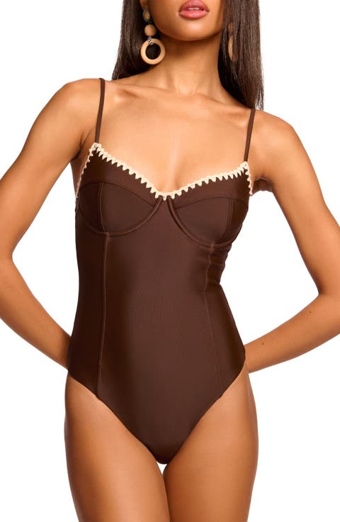 Addisyn Embroidered Underwire One-Piece Swimsuit