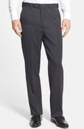 Berle Self Sizer Waist Flat Front Classic Fit Wool Gabardine Trousers