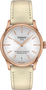 Tissot Chemin des Tourelles Powermatic 80 Leather Strap Watch, 34mm
