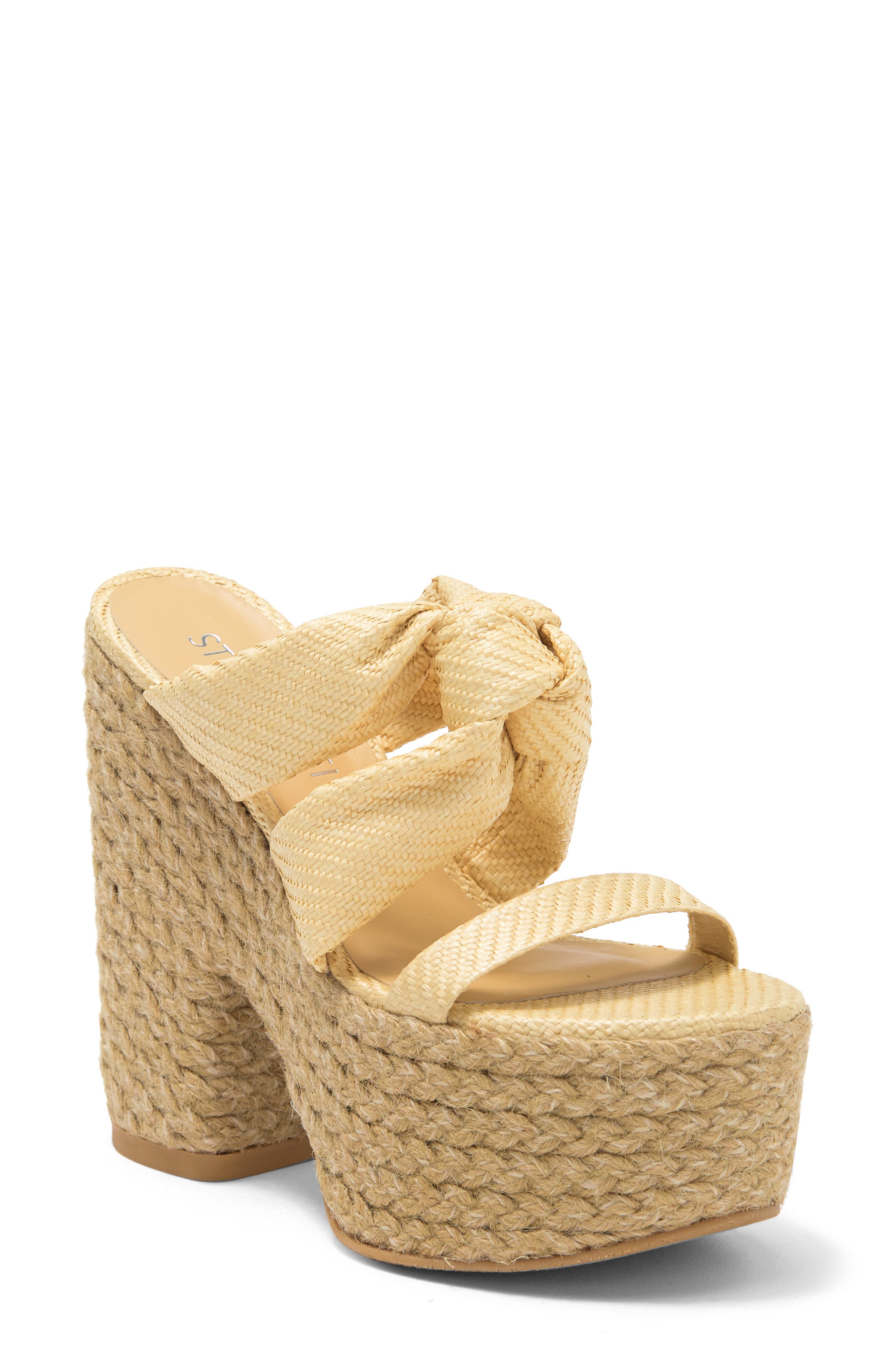 Stuart Weitzman Playa Knot Platform Sandal, Main, color, Wheat/ Natural