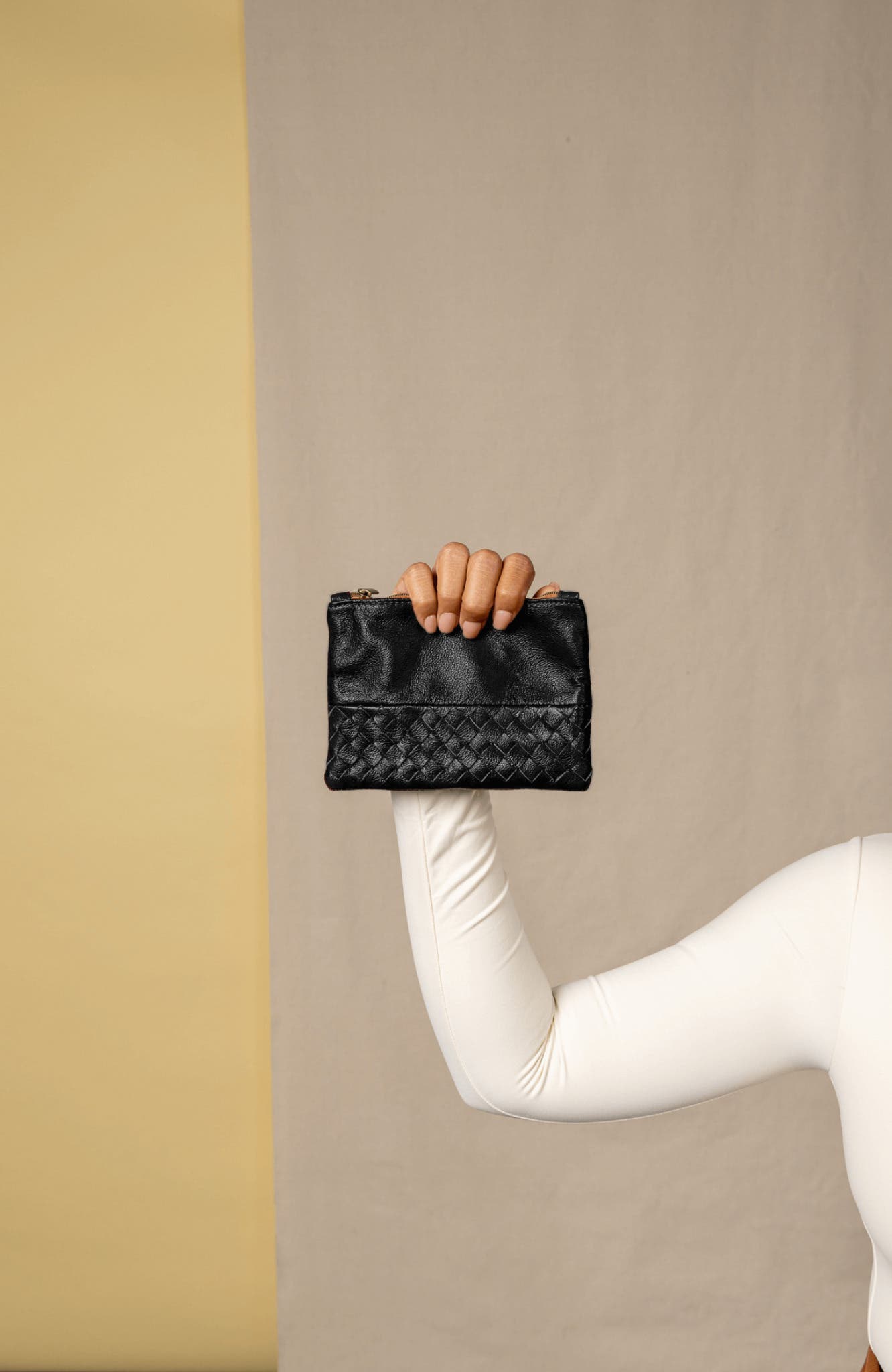 Deux Mains Woven Pouch, Alternate, color, Black - Small