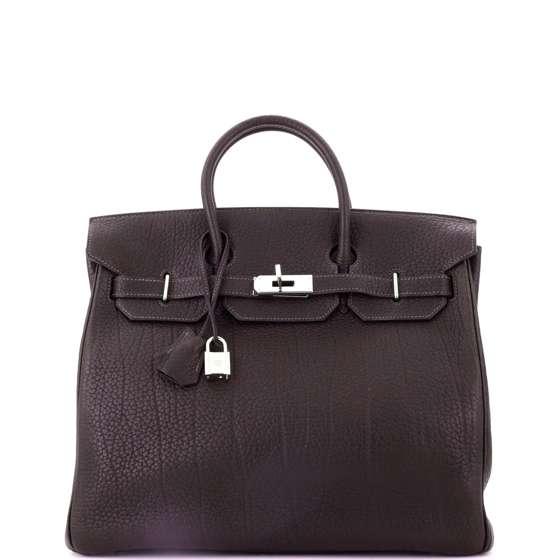 Pre-Owned Hermes HAC Birkin Bag Brown Fjord with Palladium Hardware 32, Main, color, 