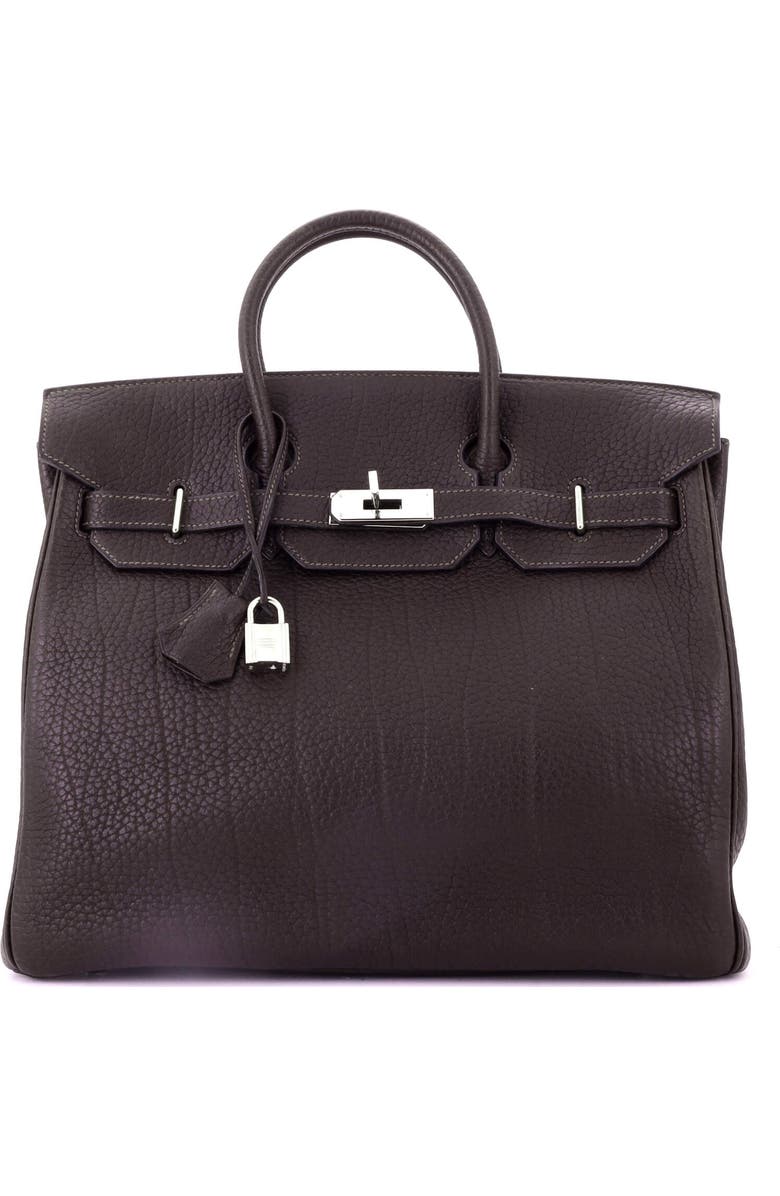 Pre-Owned Hermes HAC Birkin Bag Brown Fjord with Palladium Hardware 32, Main, color,